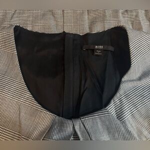 Hugo Boss Elegant Black and Gray Checkered Dress